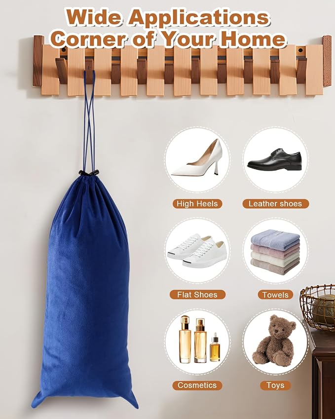 4 Pcs Single Shoe Bags for Travel, Velvet Bags, Palace Blue, 17.3x8.6 Inch | Washable & Reusable Travel Shoe Bags, Dustproof Shoe Bags with Drawstring Closure, Suitable for Travel, Home Storage - Image 7