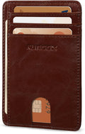 RUNBOX Slim Wallet for Men and Women, RFID Blocking Leather Card Holder | Minimalist 8-slot design fits IDs and credit cards in a thin profile for front pockets, purses, pants and travel by RUNBOX