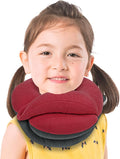 Kids Travel Pillows for Airplane, Memory Foam 360° Head Support Sleeping Essentials for Long Flight, Skin-Friendly Soft Neck Pillow for Traveling in Car Seat, (Small, Red Grey, 40-90 lbs) by BUYUE