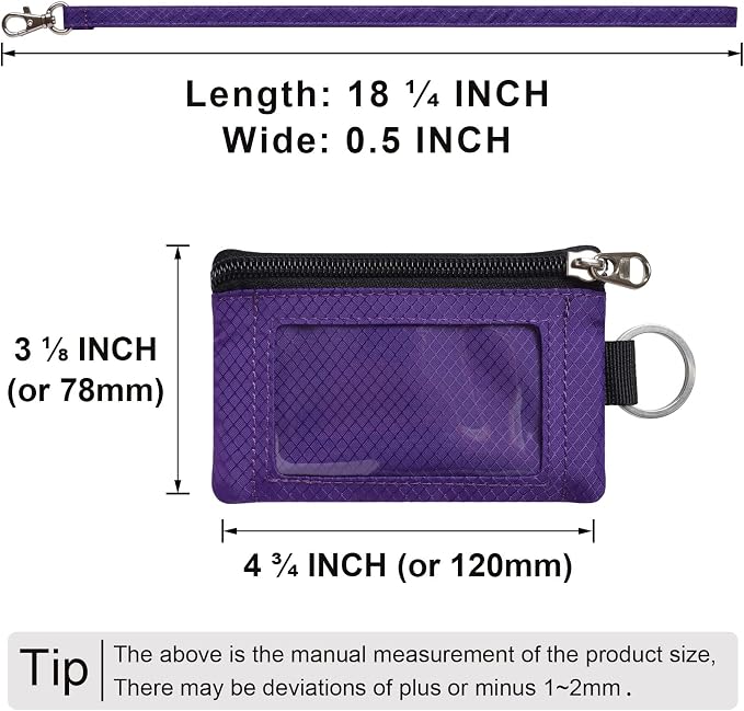 CHENSPRX Minimalist RFID Blocking Small Wallet with ID Window,WaterResistant Zip Id Case Wallet with Lanyard Keychain for Cards,Cash,Travel,Women,Men - Image 4