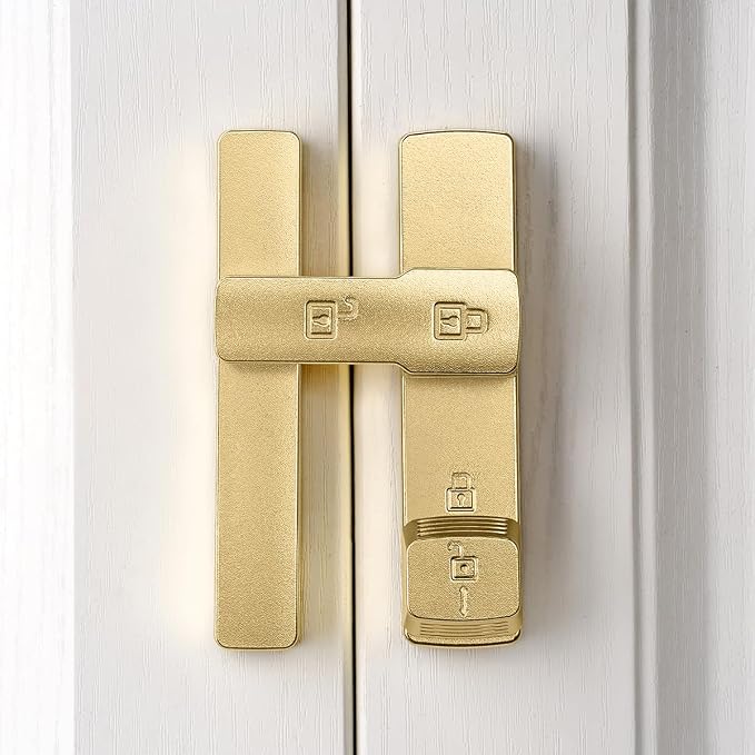 2 Packs Gold 180 Degree Barn Door Lock,Flip Gate Latches Hardware | Zinc Alloy Door Lock,Sliding Door Latches,for bedroom,drawer,pet enclosures,cabinet,garage,window - Image 6