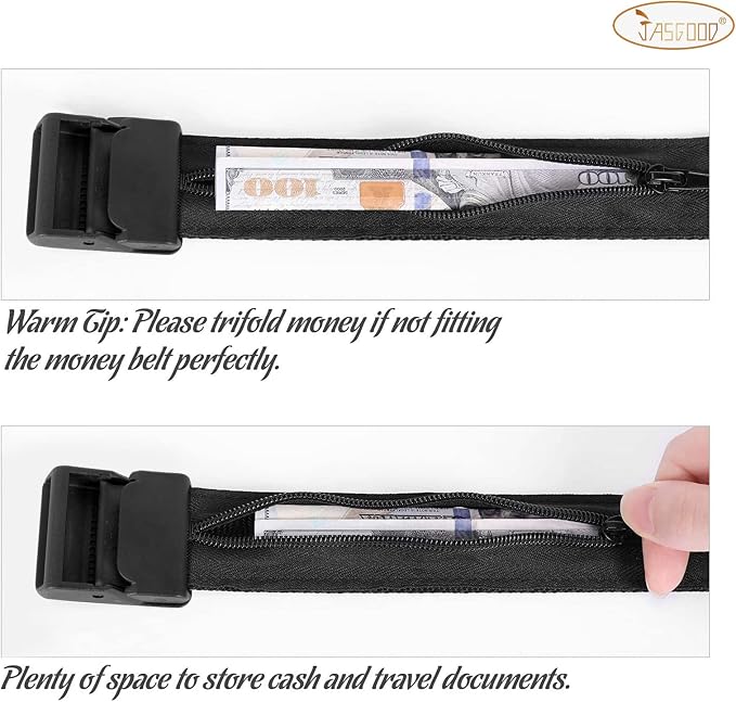 Travel Security Money Belt with Hidden Money Pocket - Cashsafe Anti-Theft Wallet Unisex Nickel free Nylon Belt by JASGOOD - Image 3