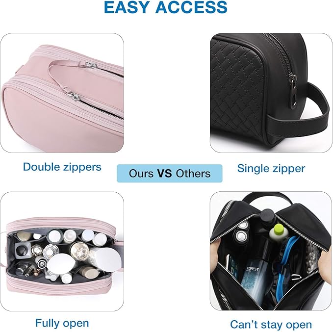 BAGSMART Toiletry Bag for Men, Travel Toiletry Organizer Dopp Kit Water-resistant Shaving Bag for Toiletries Accessories, Door Room Essentials,Pink-medium - Image 4