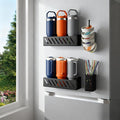 Magnetic Stanley Cup Holder 2-Pack, 6 Tumblers, Lid & Straw, Black | 2-pack magnetic holder for 6 Stanley 30/40 oz tumblers with accessories storage. Secure fridge mount, black. by Unknown