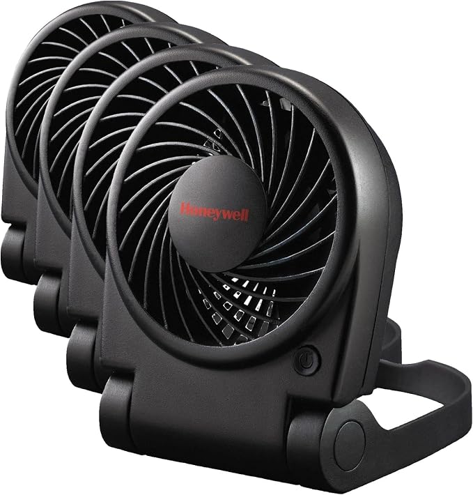 Honeywell HTF090B Turbo On-the-Go Personal Fan,Black – Small Portable Fan for Travel,(Pack of 4) by HoneywellPluggedIn