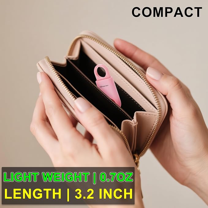 2 Pack Personal Safety Alarm Replaceable Battery | Ultra-Lightweight (0.8 oz) Keychain Siren for Women, Student, Children, Night Runner. SOS Emergency 130db Loud Hiking Alert Bulky-Free. Pink - Image 3