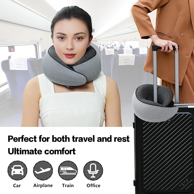 Memory Foam Neck Pillow | Travel Neck Pillow，Ergonomic U-Shaped Travel Pillow with Neck Support, Breathable & Washable Cover, Includes Storage Bag–Ideal for Office, Car, Plane, Bus, Grey - Image 5