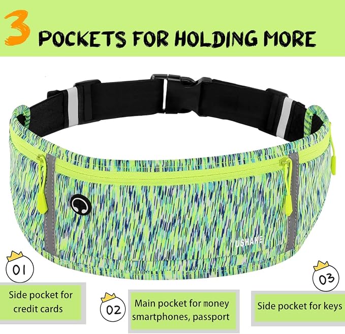 USHAKE Slim Running Belt, Workout Fanny Pack for Men Women,Exercise Waist Pack for Apple iPhone Holder, Runner Belt for Running Walking Cycling Camping Gym - Image 3
