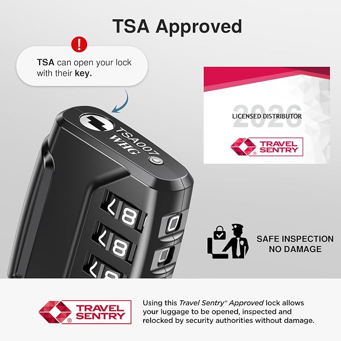 Puroma 1 Pack TSA Approved Luggage Locks 4 Digit Code Cable Lock Black | Resettable, Flexible Cable, Zipper holes, Zinc Alloy, Bright Color, Large White Numbers, Suitcase Train Travel, laptop bag - Image 2