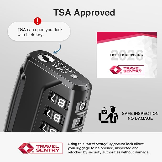 Puroma 6 Pack TSA Approved Luggage Locks 4 Digit Code Cable Lock Black | Resettable, Flexible Cable, Zipper holes, Zinc Alloy, Bright Color, Large White Numbers, Suitcase Train Travel, laptop bag - Image 2