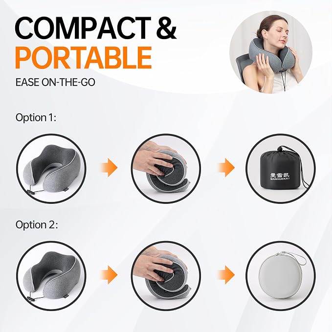 Travel Neck Pillow,100% Pure Memory Foam,Soft Head Support | Washable Cotton Cover,Comes with 3D Eye Mask,Earplugs,Storage Bag,Ideal Travel Gift - Image 7