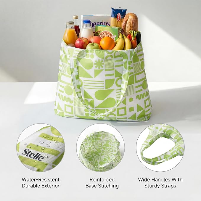 Stelle Lightweight Reusable Grocery Bag with Handles Ripstop Nylon Foldable Tote Shopping Bags for Travel and Groceries - Image 4
