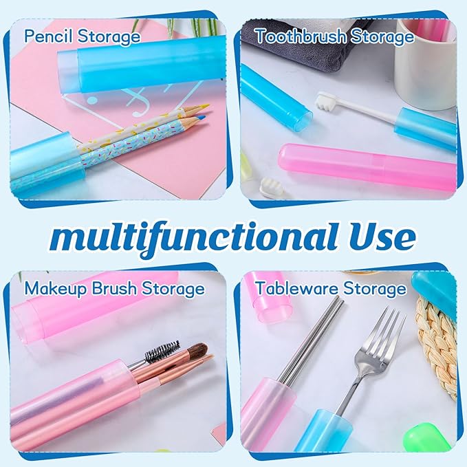 Jeyiour 120 Pcs Travel Toothbrush Holder Bulk Multiple Portable Toothbrush Case Storage Plastic Breathable Toothbrush Travel Containers for Trip Camping Home Outdoor(Classic Style) - Image 2