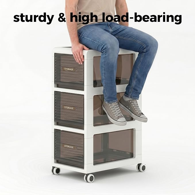 Bathroom Storage with Drawers, 11.8" Wide Slim Cabinet with Wheels | Freestanding Narrow Cupboard, Small Cart for Small Space Kitchen Office Bedroom Under Desk, 29.5" Tall, 3-Drawer, Gray - Image 5