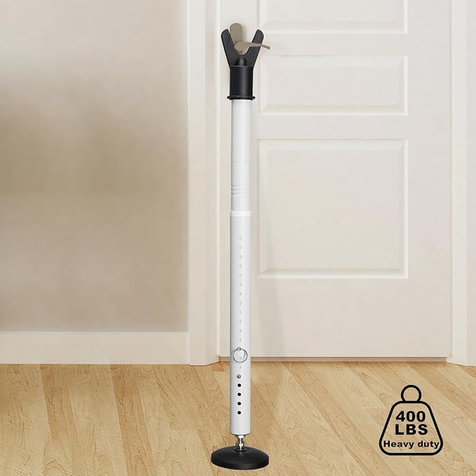 Door Security Bar, 1.25Inch Diameter Heavy Duty Security Bar with Large Rubber Base, Door Stopper for Apartment Hotel Home Travel Screen Door(1 Pack,White) - Image 7