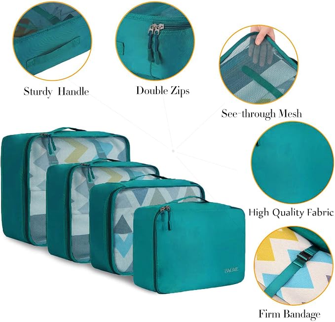 BAGAIL 8 Set Packing Cubes Luggage Packing Organizers for Travel Accessories-Aqua Color - Image 4