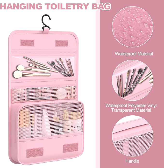 8 Set Packing Cubes for Travel,Suitcase Organizer Bags for Luggage with Shoe & Hanging Toiletry Bag, Vacation Essentials & Accessories for Cruise Ship, Airplane Must-Have,Road Trip & Camp Gifts(Pink) - Image 3