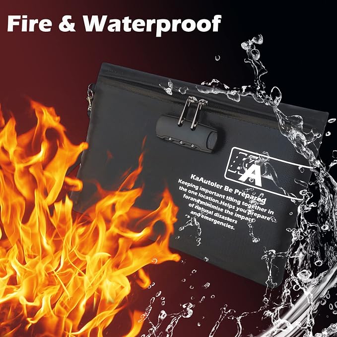 Fireproof Money Bag with Lock KaAutoler Fireproof and Waterproof Cash Bag with Zipper Closure Fireproof Money Pouch Locking Accessories Pouch for Cash (11"*7.5") - Image 2