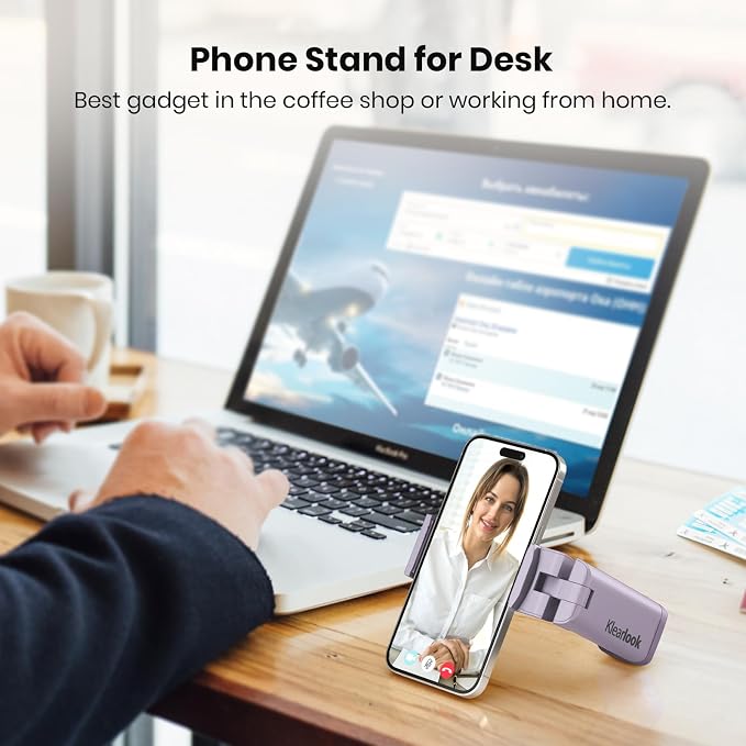 Airplane Travel Essentials Phone Holder, Klearlook Christmas Stocking Stuffers Phone Mount with Multi-Directional 360° Rotation, Travel Must Haves Handsfree Gadgets for Flying, Table or Outdoor-Lilac - Image 4