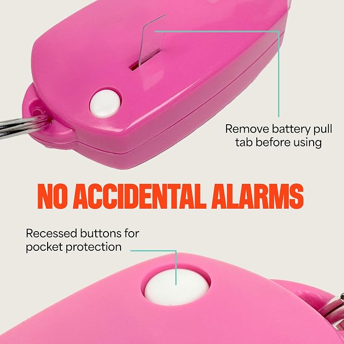 Mace Personal Safety Alarm - Loud 130db Siren, Built in Emergency Whistle, Easy On/Off Push Button Activation, Batteries Included, Personal Alarm for Women & Men - Neon Pink - Image 7