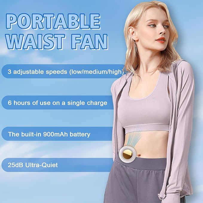 Portable Fan,Clip On Waist Bladeless, Ultra-Quiet Personal Mini Neck Fan | 3 Speeds with 360°Adjustable Clip Mini Fan Personal USB Rechargeable Small Fan for Summer - Image 2