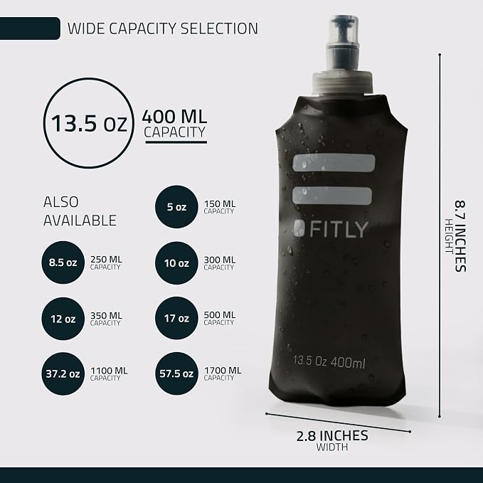 FITLY Soft Flask - Shrink As You Drink Soft Water Bottle for Hydration Pack - Folding Water Bottle Ideal for Running, Hiking, Cycling, Climbing & Rigorous Activity - Image 2