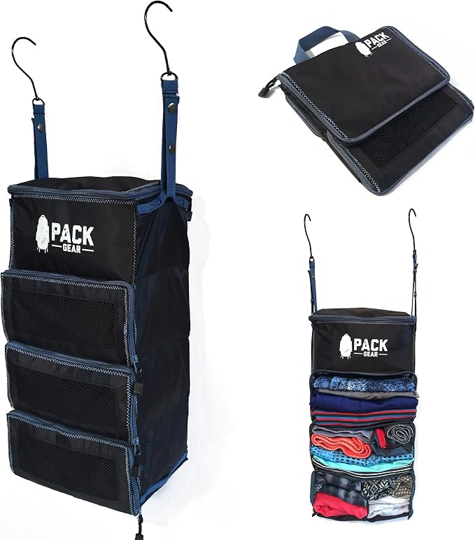 Hanging Carry-On Organizer - Our Standard Hanging Luggage Organizer Fits Any Carry On - Our Packing Cubes For Travel Use Mesh Windows to Make Finding Clothes Easy (Black, S) by PackGear