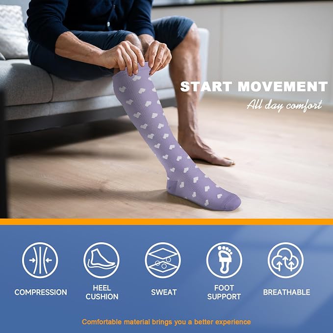 bropite Compression Socks For Women&Men,6 Pairs 20-30 mmHg Knee-High Socks | Support for Running,Nurses,Travel,Flying and pregnancy,better circulation,swelling relief,unisex all-day comfort for activity - Image 6