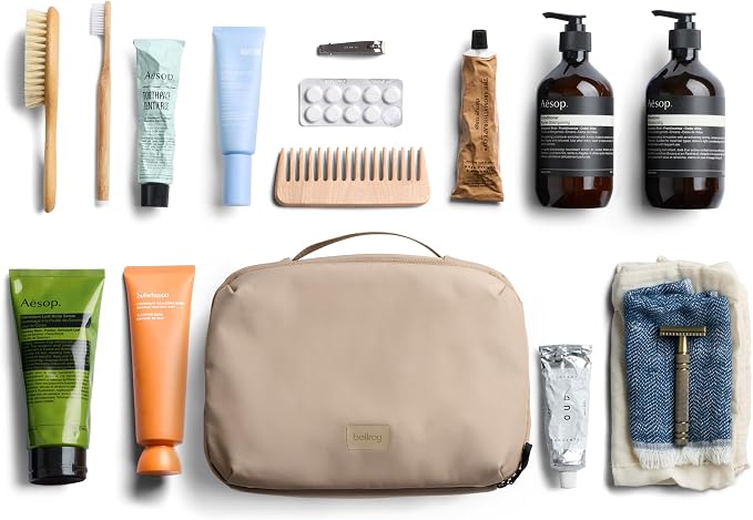 Bellroy Hanging Toiletry Kit Plus 8L, Travel Toiletry Bag - Stone | 8L travel hanging toiletry bag for your toiletries and essentials - Image 7
