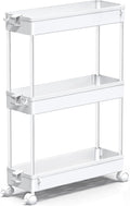 SPACEKEEPER Slim Rolling Storage Cart, 3 Tier Bathroom Cart Organizer,White | Narrow Rolling Cart with Wheels for Kitchen Office Bathroom Laundry Room,Mobile Utility Cart for Craft Art Makeup Nail Polish by SPACEKEEPER