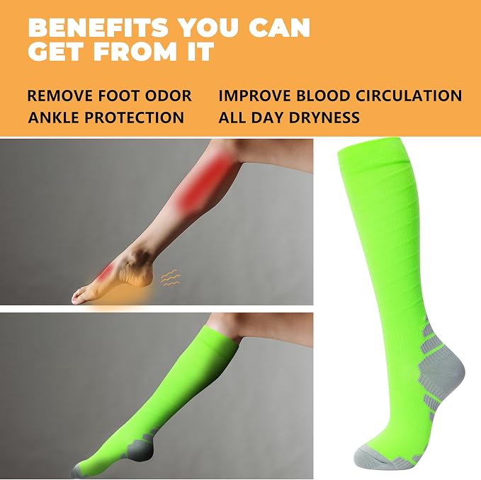 fenglaoda 6 Pairs Compression Socks for Women & Men Knee High Cute Circulation Socks for Nurse Pregnant Travel Athletic - Image 5