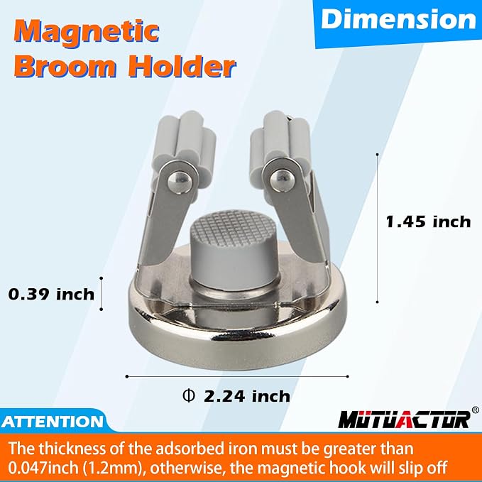MUTUACTOR Magnetic Broom Holders,8pcs Anti-broken Heavy Duty Magnetic Clips Wall Mount,No Drilling Magnetic Hooks Broom Mop Brackets for Work Cargo Garage Laundry Van Accessories - Image 5