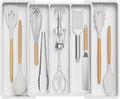 Lifewit Utensil Organizer for Kitchen Drawers, Expandable Utensil Tray | Adjustable Cooking Cutlery Silverware Flatware Holder, Plastic Spatula Tools Storage Divider, 13-22 x 15", White by Lifewit