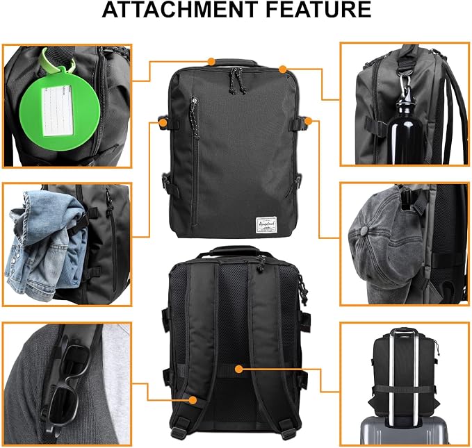 New Business Trip Backpack 21L Flight Approved Carry on Daypack 15-inch Laptop Notebook, Travel Commute Gym Sport, All Black - Image 4