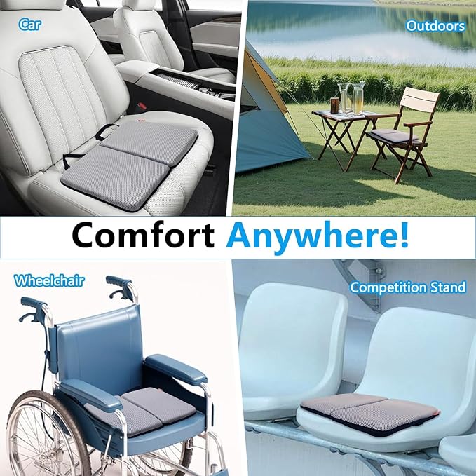 Travel Seat Cushion for Comfort Foldable Airplane Seat Cushion for Airpline, Truck, Stadium, Office,Wheelchair (Grey) - Image 5