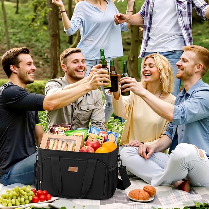 Lifewit Medium Lunch Bag Insulated Lunch Box Soft Cooler Cooling Tote for Adult Men Women, Black 48-Can (33L) - Image 8