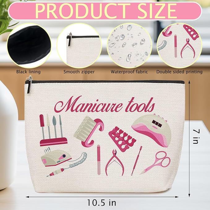 ZHAMEN 2Pcs Nail Stuff Makeup Bag Travel Essentials Organizer Cosmetic Bags | Portable Pouch Purse for Wome, Roomy Travel Makeup Toiletries Accessories, Christmas Birthday Gifts for Women - Image 2