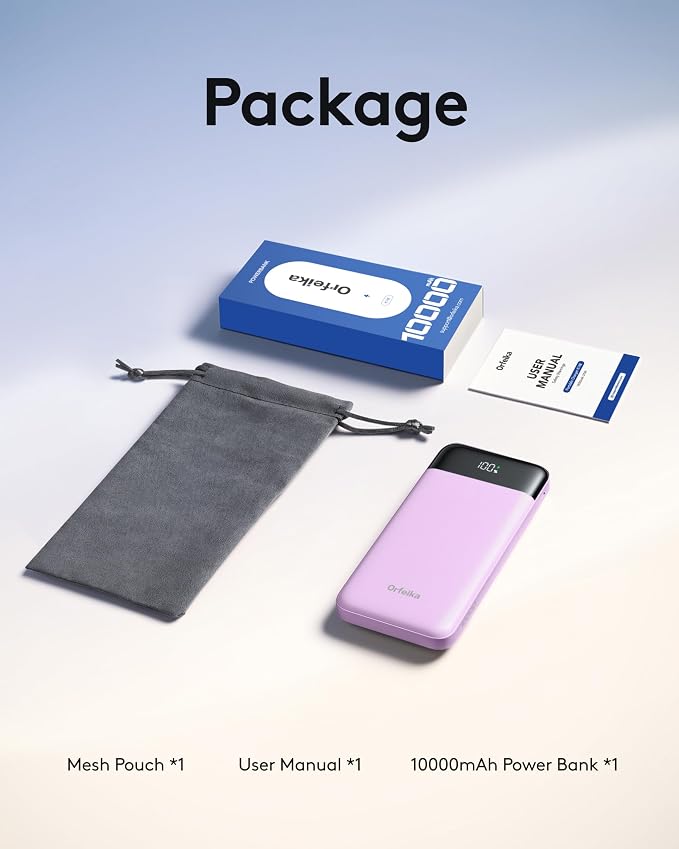 Orfeika Fast Charging Portable Charger Power Bank with Built-in 4 Cables | 10000mAh|Ultra-Slim&Light|Flight-Safe|Power 6 Devices at Once|22.5W|Battery Pack For iPhone,Samsung,Google|Travel Essentials - Image 10