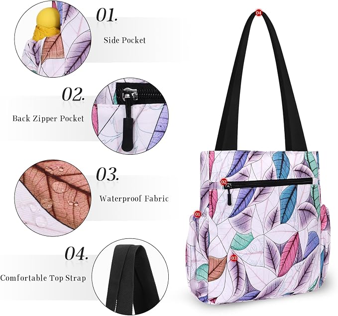 HUA ANGEL Floral Tote Bag - Casual Shoulder Bag Daily Tote Bag with Zipper Gym Travel Shopping Work Handbag for Women - Image 4