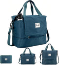 Foldable Travel Duffel Bag for Women, Peacock Blue | 40L Expandable Water-Resistant Carry on Bag, Personal Item Travel Bag Flight Approved with Wet Pocket for Gym Travel, Nylon by RIXINC
