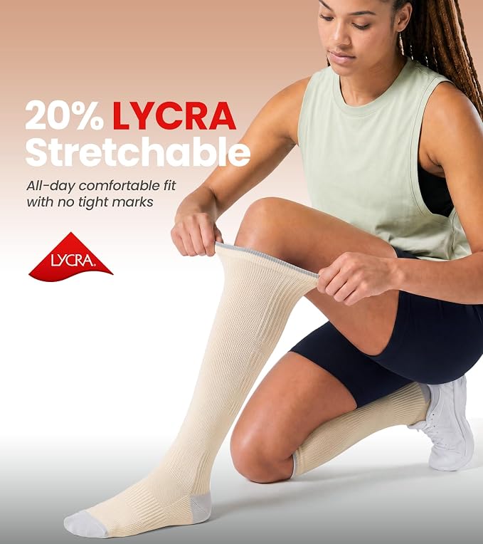 Benirap Breathable Compression Socks for Women Men, 15-20 mmHg Knee High Circulation for Travel, Flying, Athletic, 2 pairs - Image 2