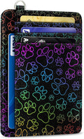 Yonlevres Dog Paw Credit Card Holder Slim RFID Wallet Women Small Travel | Front Pocket, Handy, RFID Blocking, Woman Girls Ladies Gifts, D-ring for Keychain,Thin Mini Card Case, ID Window, PU Leather by Yonlevres
