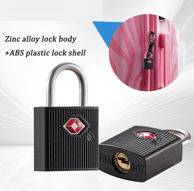 [2 Pack] Luggage Locks with 2 Keys, TSA Approved Padlock, Small Travel Lock | Solid Brass Copper Keyed Padlock for Luggage, Suitcases, Backpacks, Travel Bags, Gym Locker, Jewelry Box, Black - Image 8