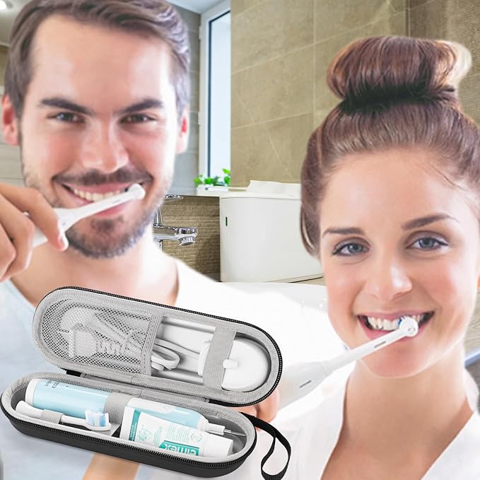 Toothbrush Travel Case for Oral B/Oral-B Pro 1000 1500 5000 7000 & Philips Sonicare 4100 1100 5300 5100 6100/iO Electric Toothbrush, Hard Protective Storage Bag (Black) - Image 7