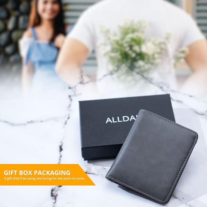 Alldaily Small RFID Wallet for Women Slim Compact Bifold Pocket Ladies Travel Mini Purse (Grey) - Image 6