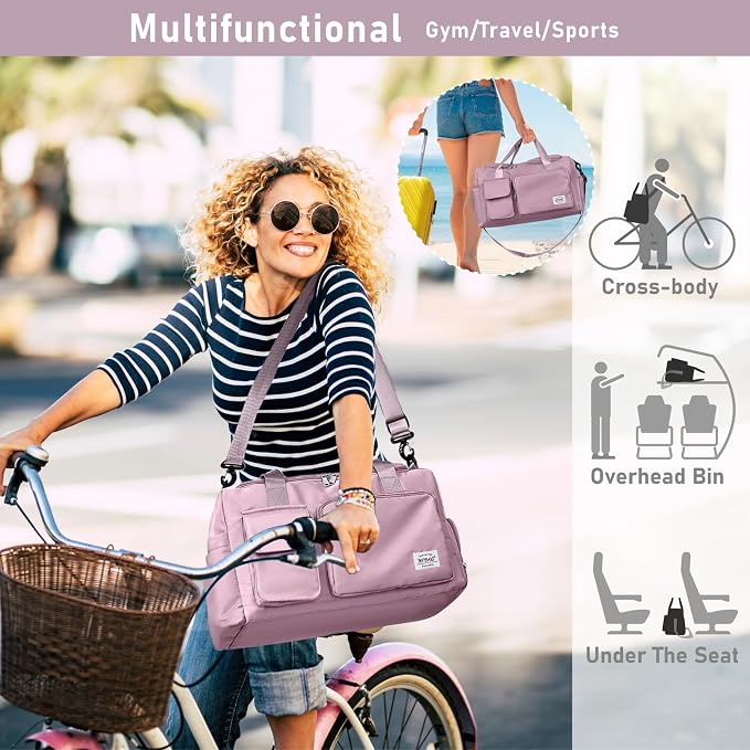 NPBAG Women Travel Duffel, Multi Functional Large Expandable Weekender Carry-on Tote, Gym Workout Overnight Bag, Mommy Hospital Bag for Labor and Delivery - Image 6