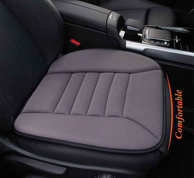 kingphenix Memory Foam Car Seat Cushion for Driver and Office Chair Comfort | 1.2-Inch-Thick Memory Foam Seat Pad, Soft, Breathable Fabric, Non-Slip Silicone Bottom for Long Drives and Office Use, Black by kingphenix