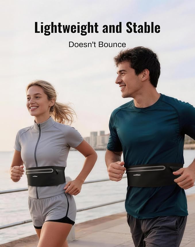 Running Belt for Women & Men-Ultra Light Slim Running Belts | Water-Resistant Phone Holder, 4 Pockets, Adjustable Waist Strap & Reflective Safety for Running, Hiking & Fitness - Image 7