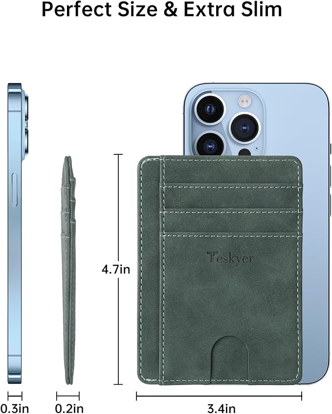 Teskyer Slim Minimalist Wallet for Men, RFID Front Pocket Card Holder | Ultra Slim Front Pocket Design, 8 Card Slots, RFID Protection, Smooth Faux Leather for Everyday Carry - Image 6