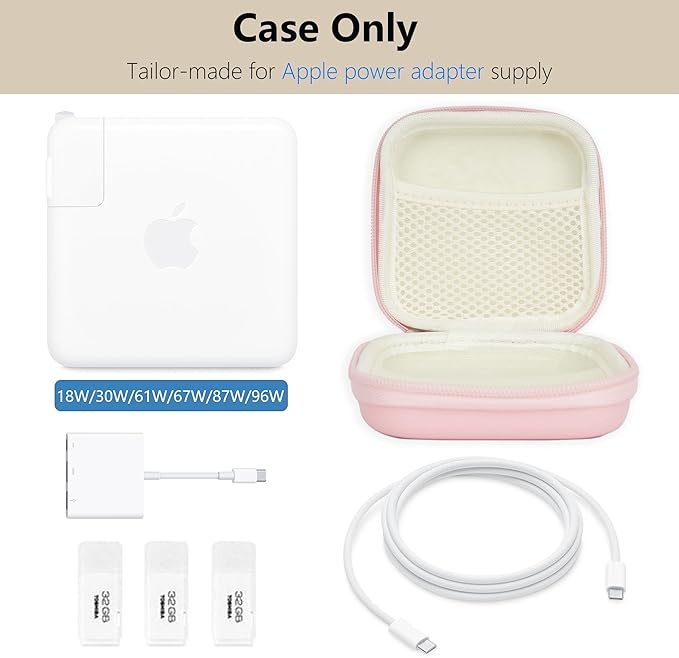 Portable Charger Case, Tech Pouch Travel Organizer, M, Pink | Hard Shell Electronic Storage for MacBook Power Adapter, Charging Cords, USB Drives, Power Bank Laptop Accessories - Image 3